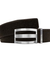 Brown Db Icon Pattern Embossed Leather Belt With Silver Druh Db Classic Stripped  Buckle