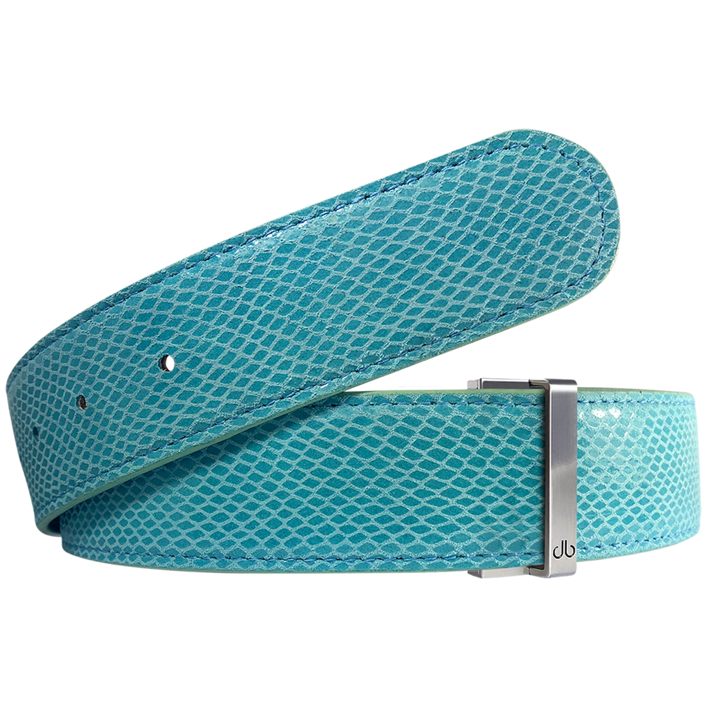 Aqua Snakeskin Leather Belt