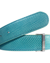 Aqua Snakeskin Leather Belt