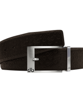 Brown Db Icon Pattern Embossed Leather Belt With Silver Classic Prong Buckle