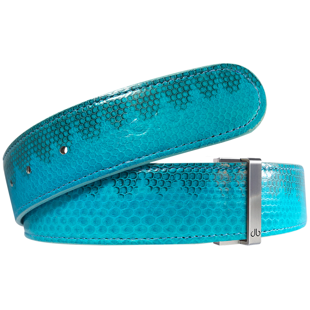 Light Blue Snakeskin Leather Belt