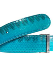 Light Blue Snakeskin Leather Belt