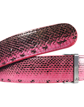 Pink Snakeskin Leather Belt