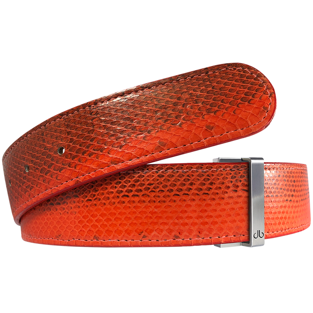 Orange Snakeskin Leather Belt