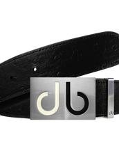 Black Ostrich Textured Leather Strap with Buckle