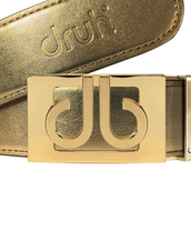 Gold Plain Leather Texture Belt with buckle