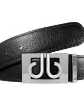 Black Full Grain Textured Leather Strap with Buckle