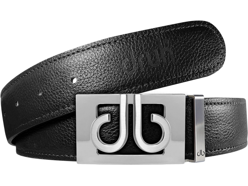 Black Full Grain Textured Leather Strap with Buckle