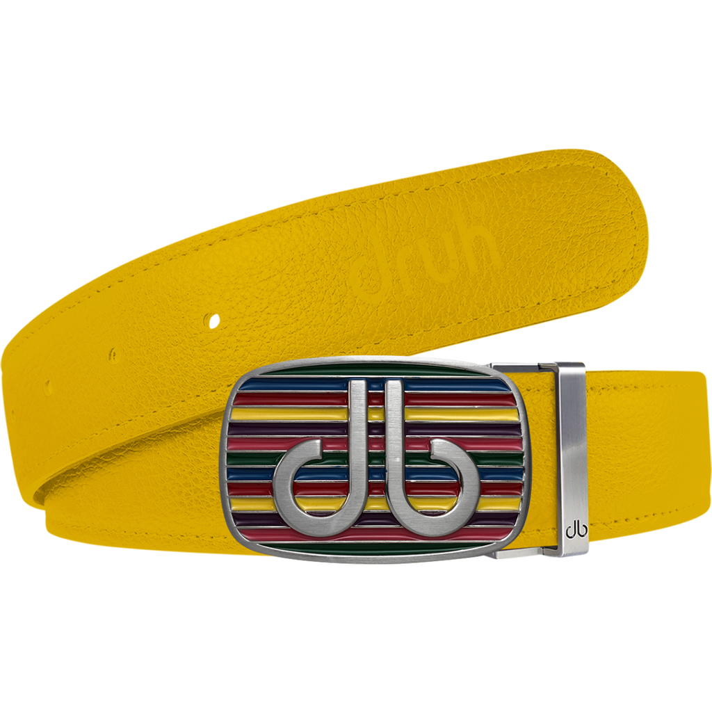Yellow Full Grain Textured Leather Strap with Buckle