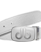 White Ostrich Texture Leather Strap with db Classic Stripe Buckle