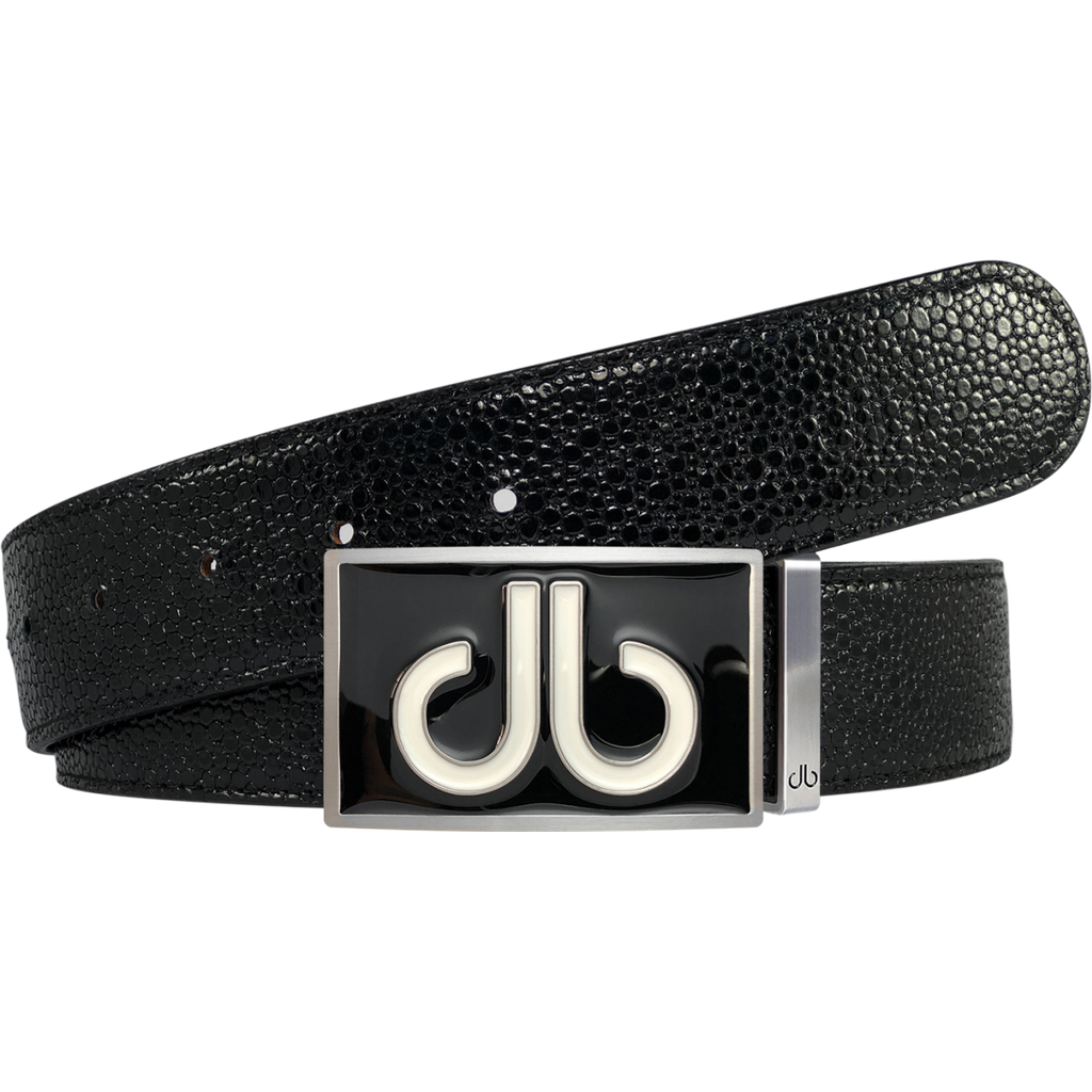 Black Stingray Texture Leather Belt