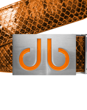 Orange Snakeskin Leather Belt with Buckle