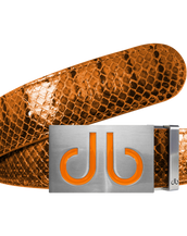 Orange Snakeskin Leather Belt with Buckle