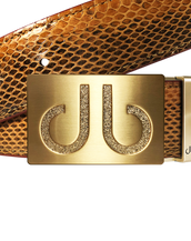 Dark Brown Snakeskin Leather Belt with buckle