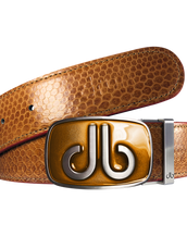 Brown Snakeskin Leather Belt with buckle