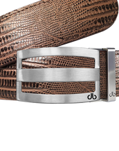 Brown Lizard Textured Leather Belt with buckle