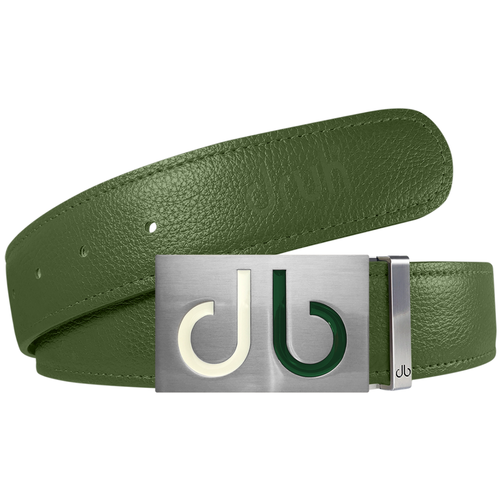 Green Full Grain Textured Leather Strap with Buckle