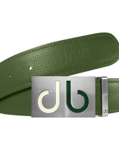 Green Full Grain Textured Leather Strap with Buckle