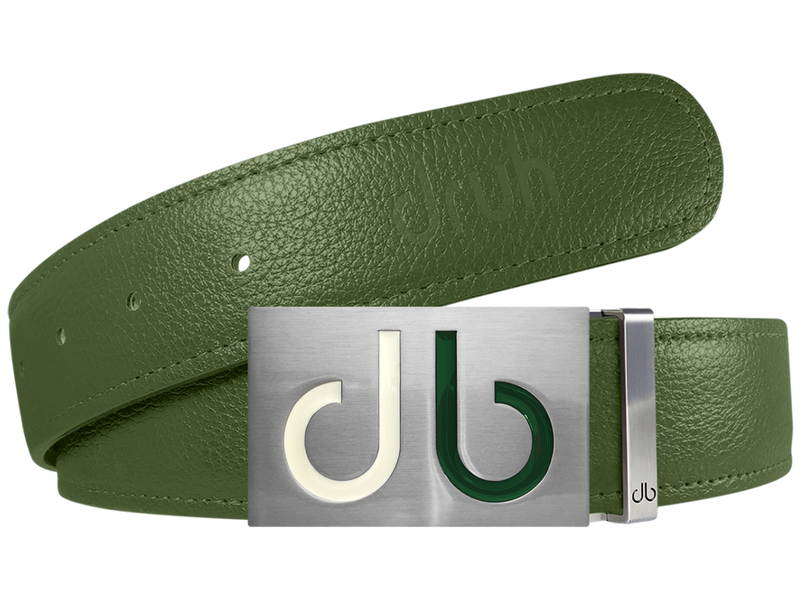 Green Full Grain Textured Leather Strap with Buckle