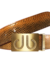 Dark Brown Snakeskin Leather Belt with buckle