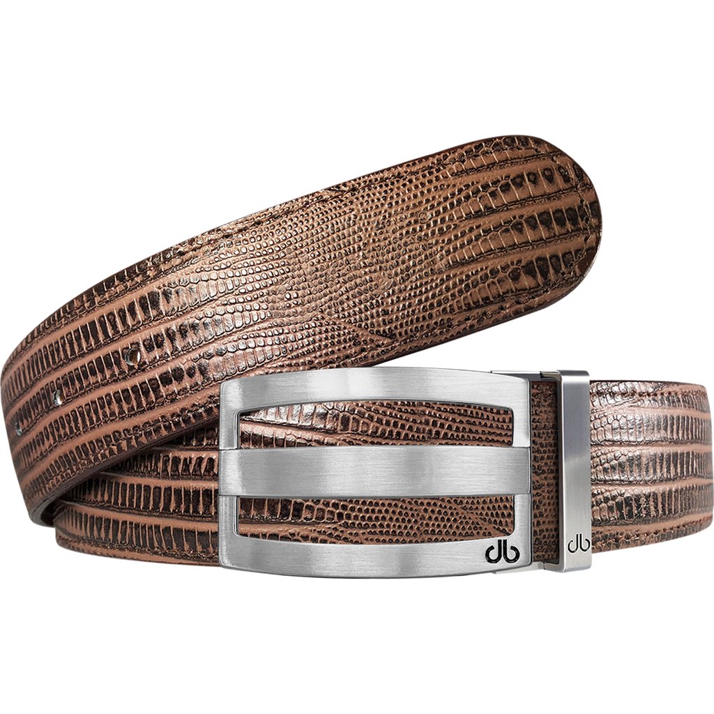 Brown Lizard Textured Leather Belt with buckle