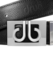 Black Full Grain Textured Leather Strap with Buckle