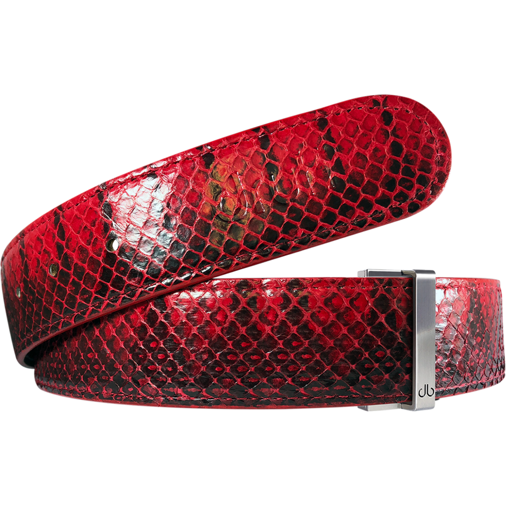 Red Snakeskin Leather Belt