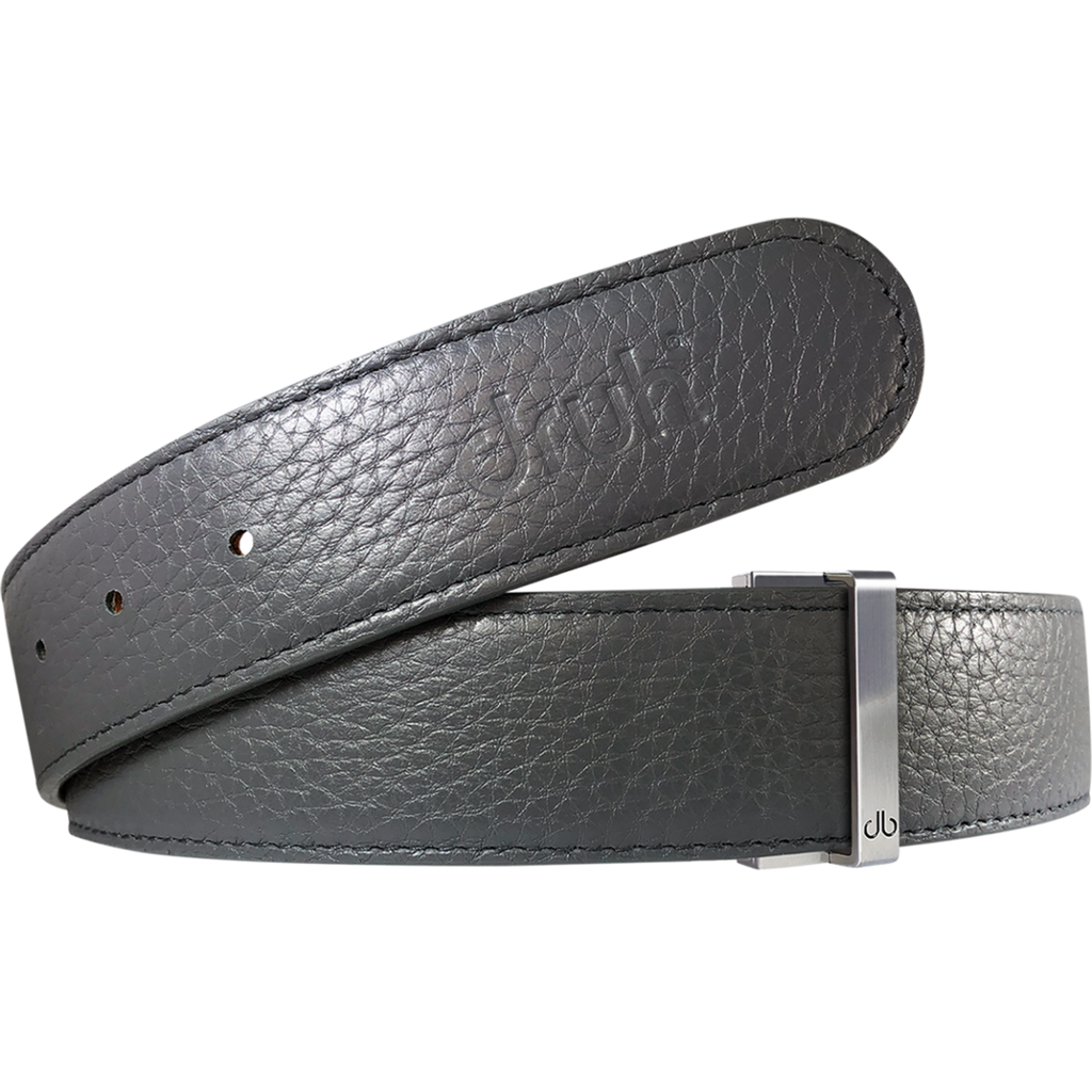 Grey Full Grain Textured Leather Belt
