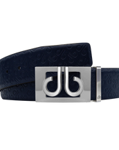 Dark Blue Db Icon Pattern Embossed Leather Belt With Silver Db Classic Thru Buckle