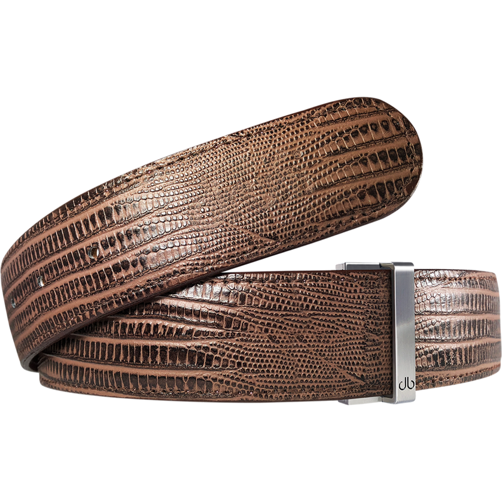 Brown Lizard Textured Leather Belt
