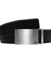 Black Db Icon Pattern Embossed Leather Belt With Silver Druh Db Classic Block Buckle