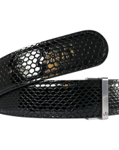 Black Snakeskin Leather Belt