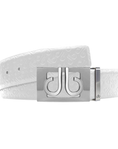 White Db Icon Pattern Embossed Leather Belt With Silver Db Classic Thru Buckle
