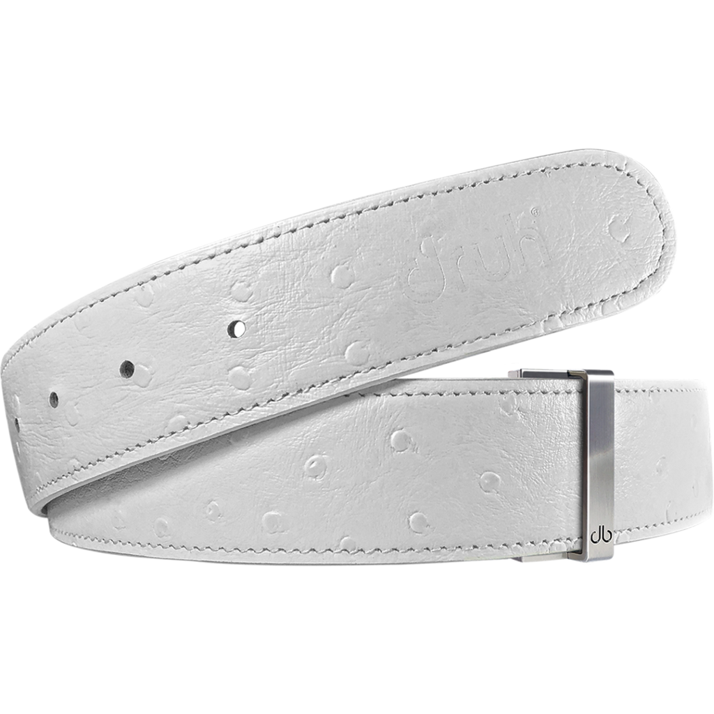 White Ostrich Texture Leather Belt