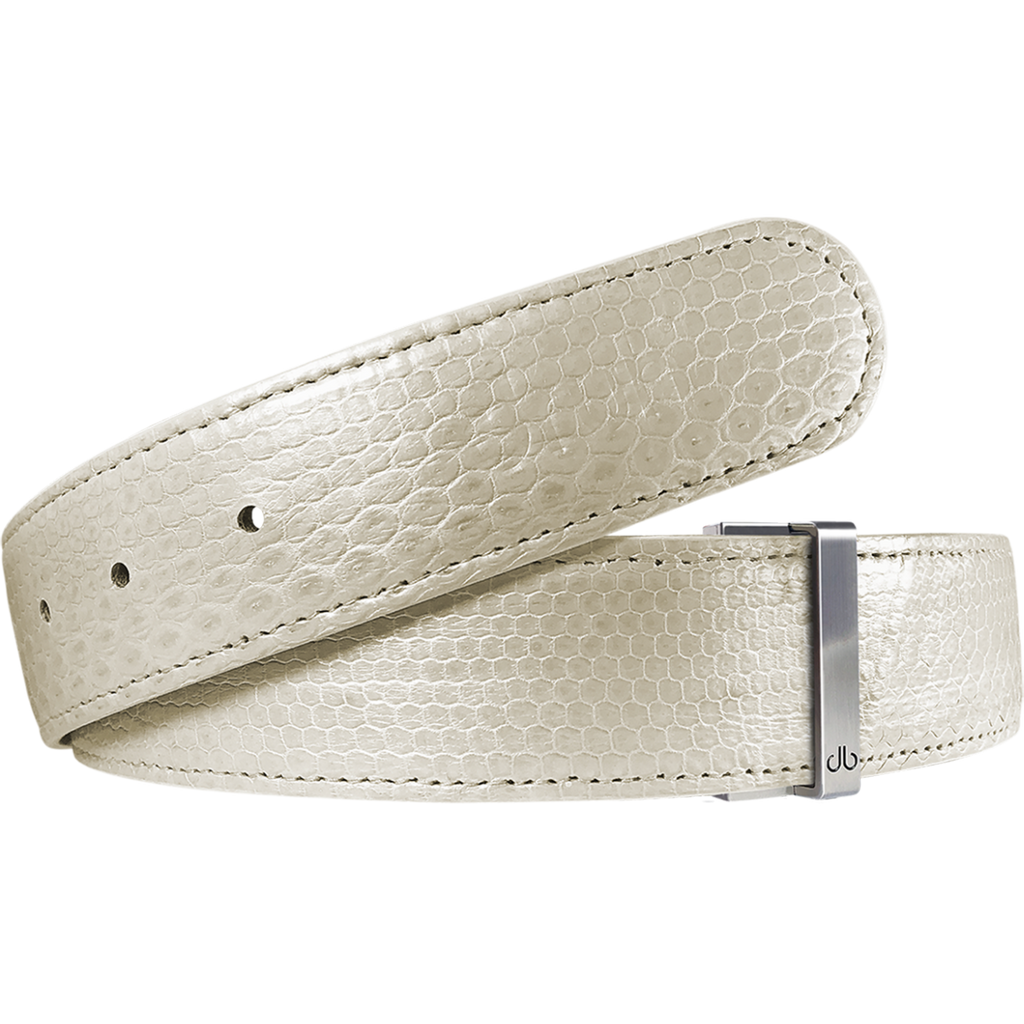 White Snakeskin Leather Belt