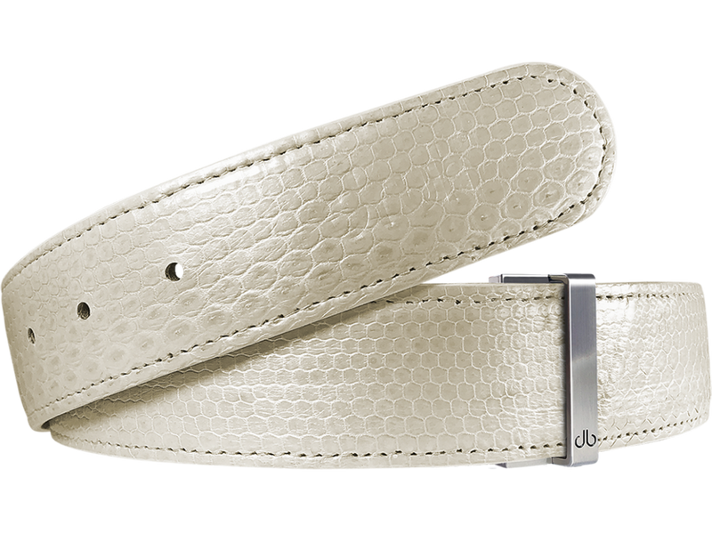 White Snakeskin Leather Belt