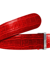 Red Crocodile Texture Leather Belt