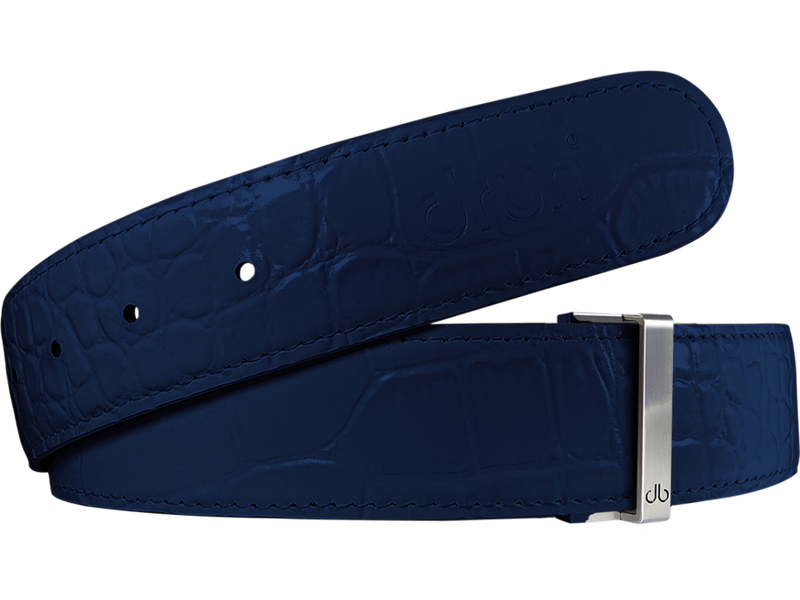 Blue Crocodile Textured Leather Belt