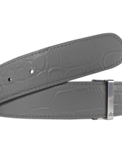 Gray Crocodile Textured Leather Belt