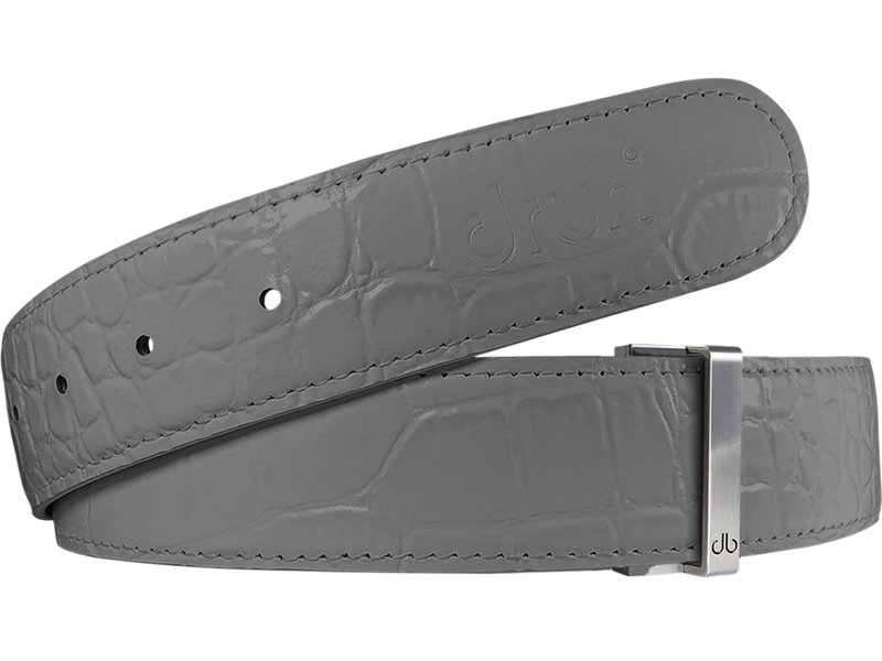 Gray Crocodile Textured Leather Belt