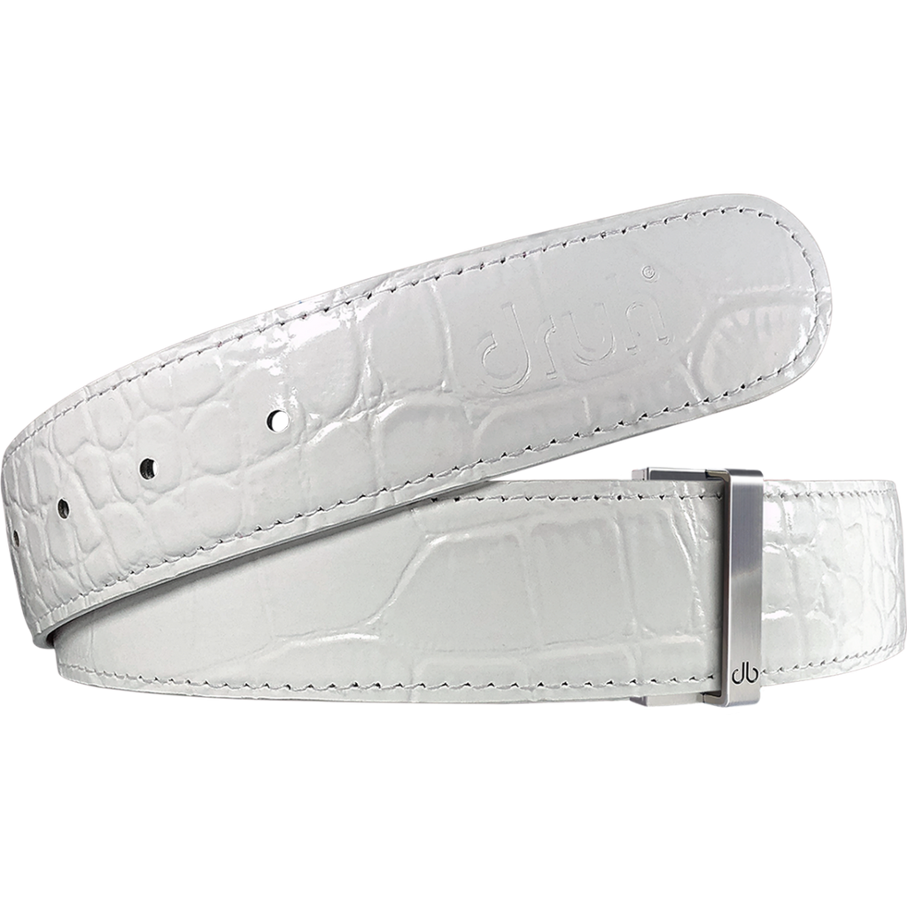 White Crocodile Texture Leather Belt