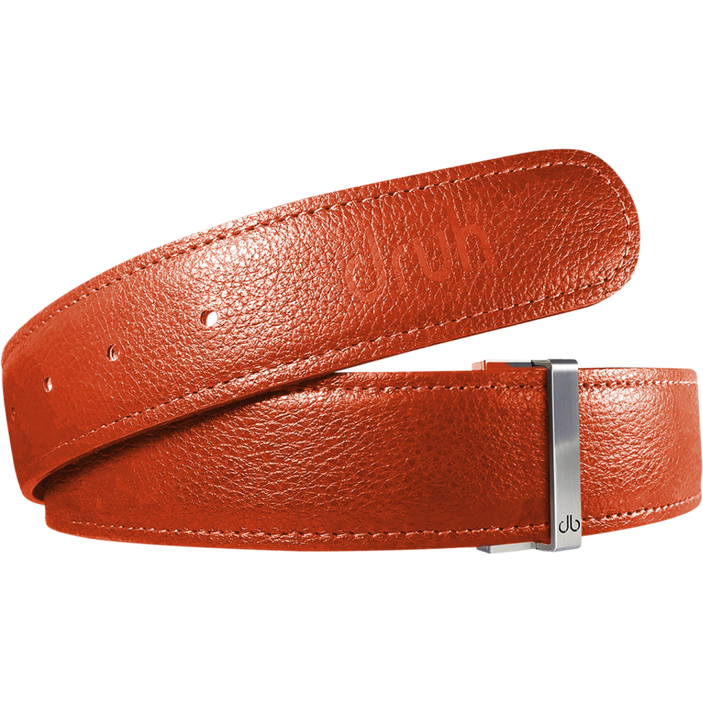 Orange Full Grain Texture Leather Belt