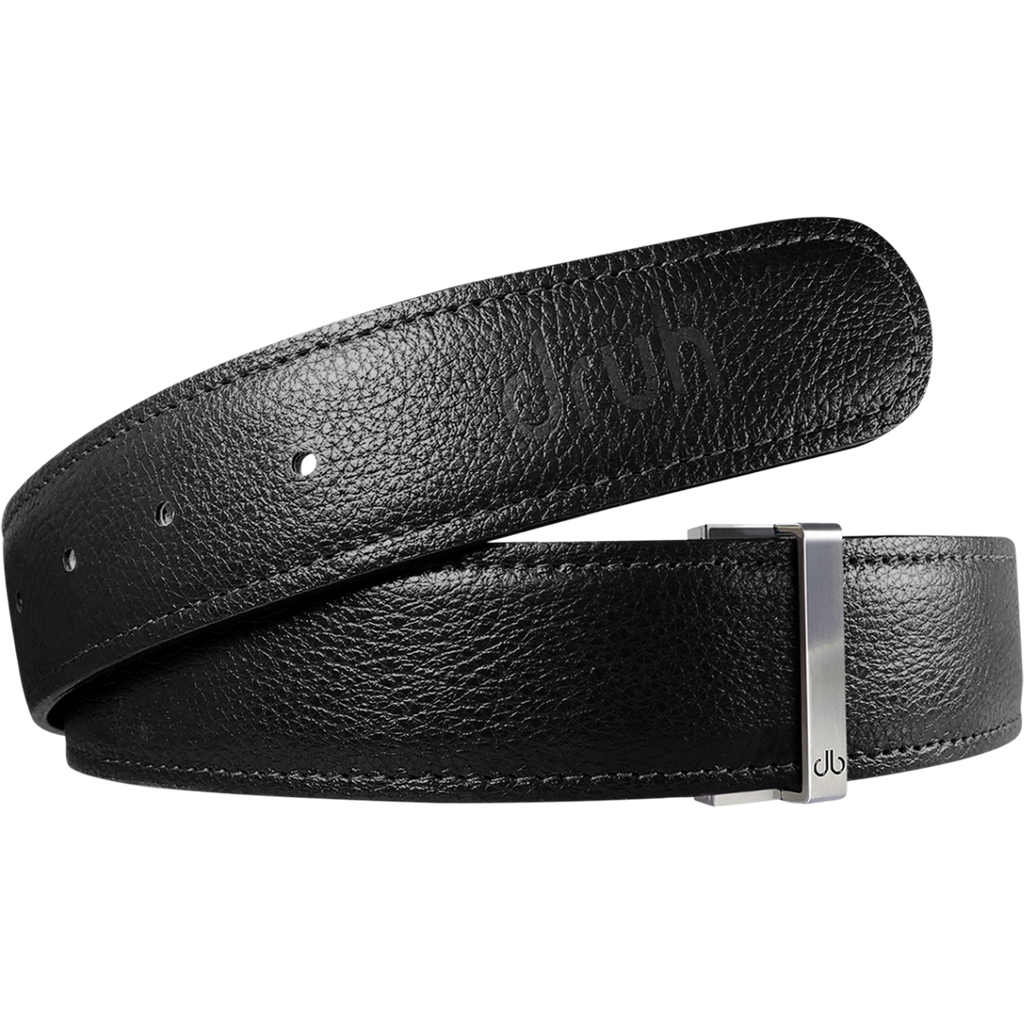 Black Full Grain Textured Leather Belt