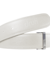 White Full Grain Texture Leather Belt