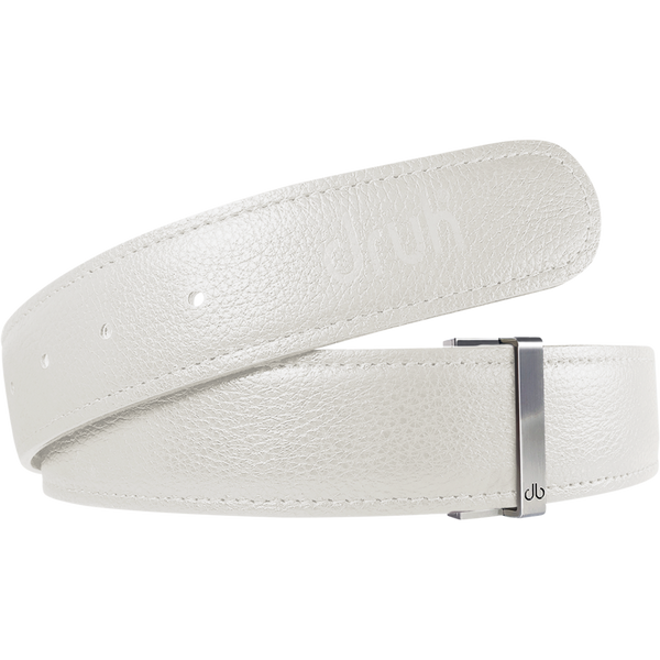 White Full Grain Texture Leather Belt