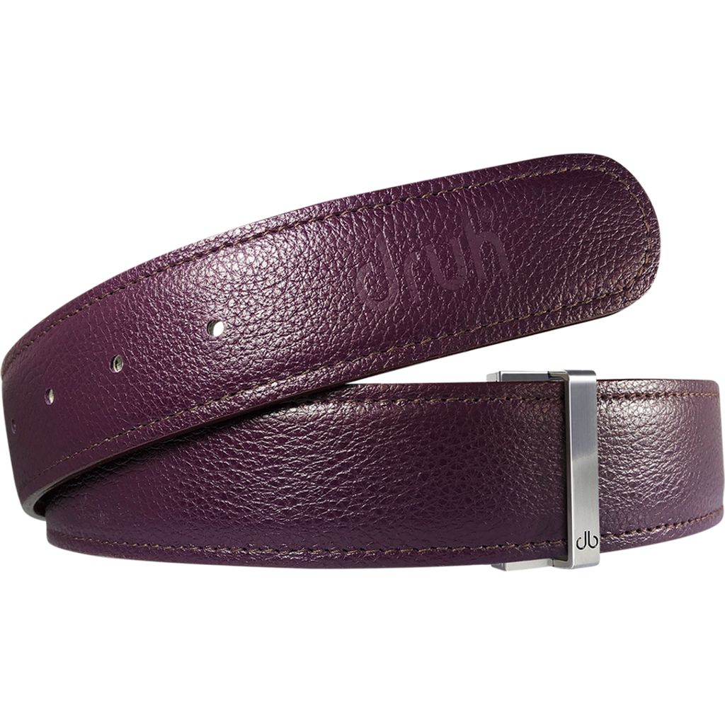 Purple Full Grain Texture Leather Belt