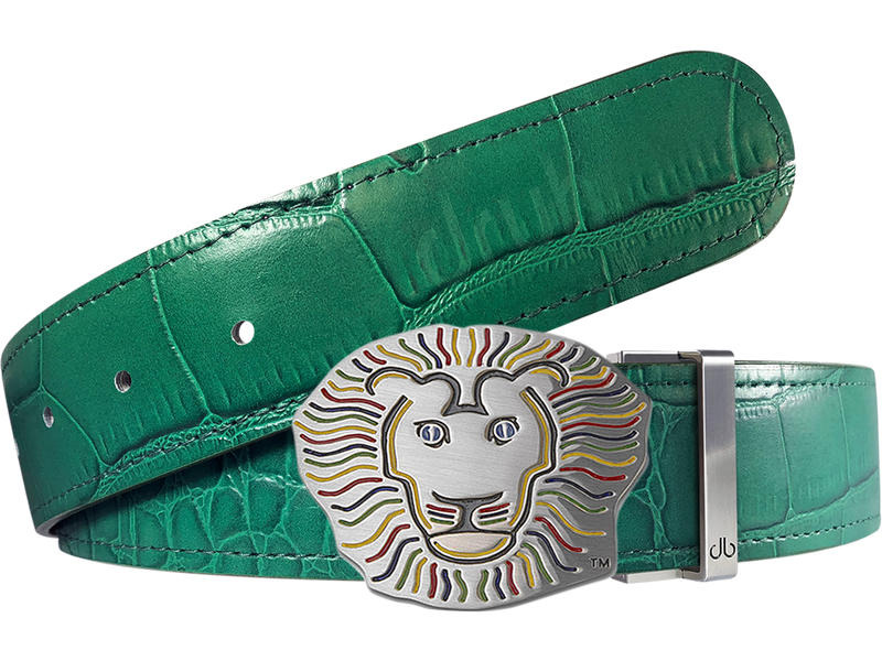 John Daly Lion Buckle and Crocodile Leather Belt in Green