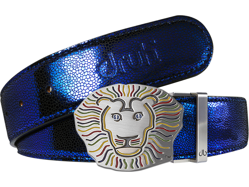 John Daly Lion Buckle and Stingray Leather Belt in Blue