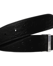 Black Ostrich Textured Leather Belt