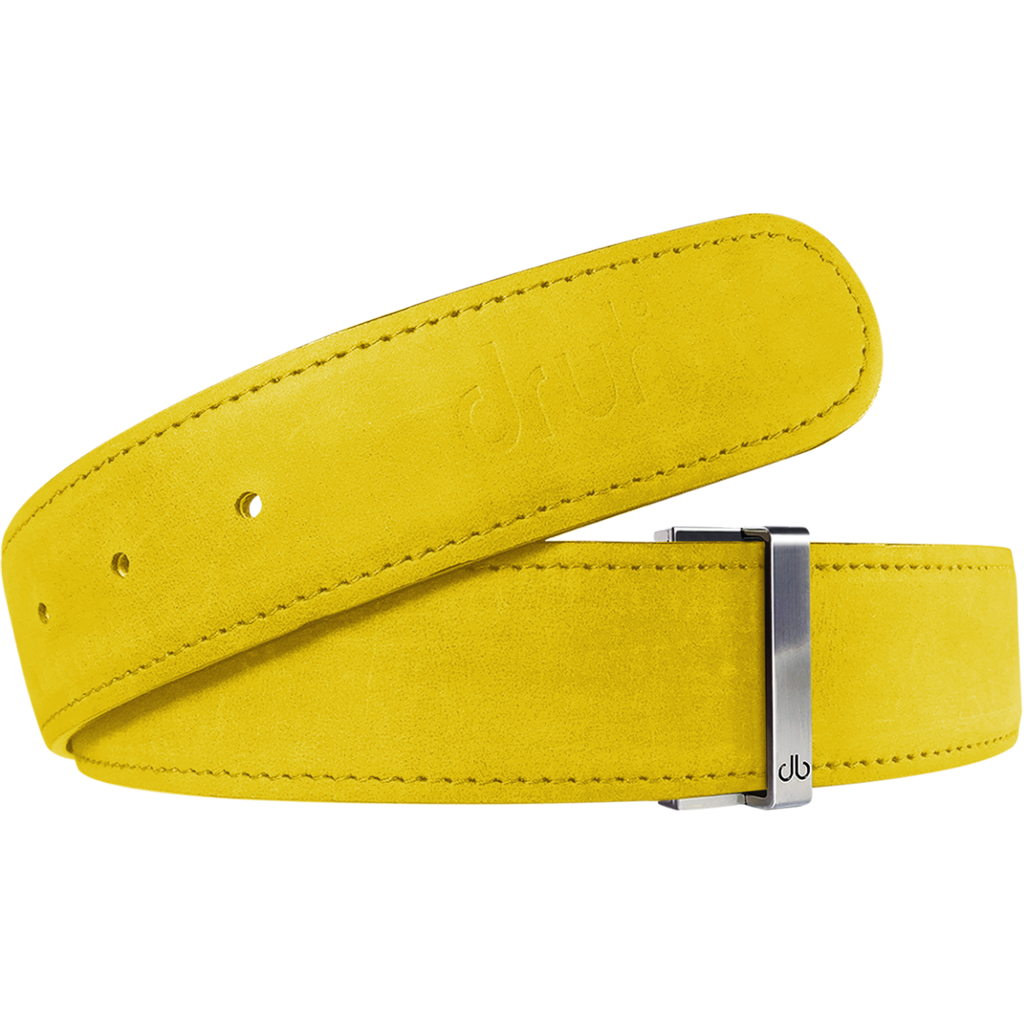 Yellow Plain Textured Leather Belt
